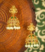 Gold pearl jhumkas