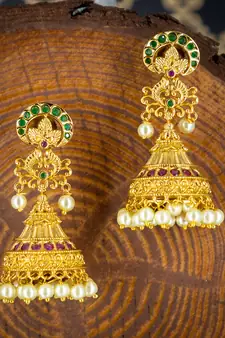 Gold ruby   jhumkas