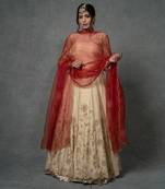 Ivory Gold Hand Embroidered Anarkali Set