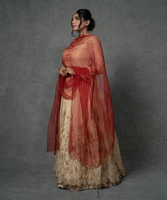 Ivory Gold Hand Embroidered Anarkali Set 3