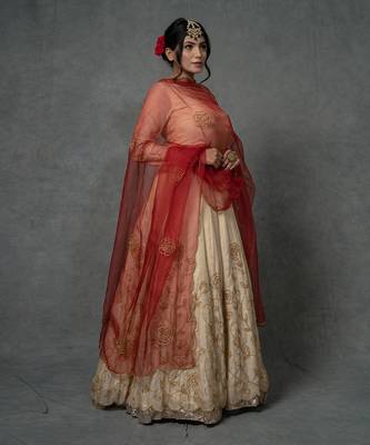Ivory Gold Hand Embroidered Anarkali Set 4