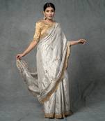 Golden Hand Embroidered Saree Set
