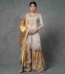Golden Hand Embroidered Sharara Set