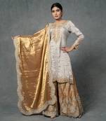 Golden Hand Embroidered Sharara Set