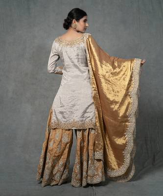 Golden Hand Embroidered Sharara Set 5