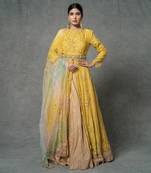Butter Yellow Hand Embroidered Anarkali Set