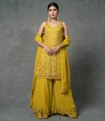 Yellow Hand Embroidered Sharara Set 