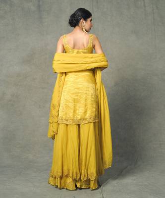 Yellow Hand Embroidered Sharara Set  4