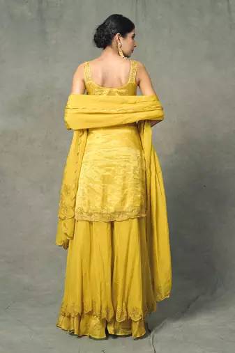 Yellow Hand Embroidered Sharara Set 