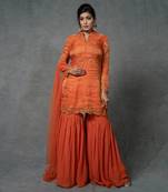 Orange Hand Embroidered Gharara Set