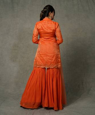 Orange Hand Embroidered Gharara Set 5