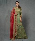 Green Hand Embroidered Sharara Set