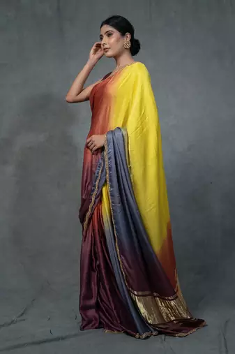 Multicolor Hand Embroidered Saree Set