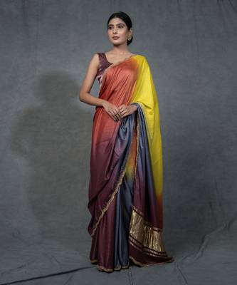 Multicolor Hand Embroidered Saree Set 4