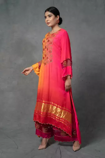 Multicolor Hand Embroidered Kurta Set