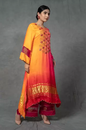 Multicolor Hand Embroidered Kurta Set