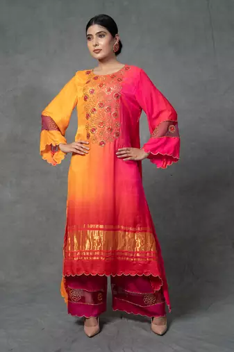 Multicolor Hand Embroidered Kurta Set