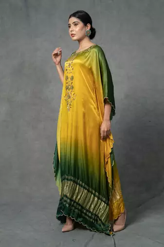 single piece hand embroidered kaftan set