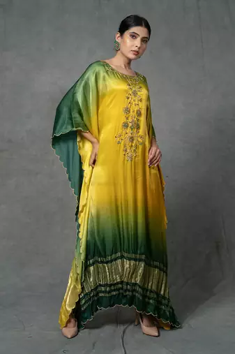 single piece hand embroidered kaftan set