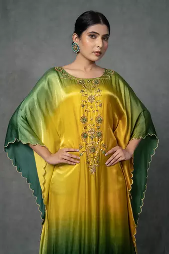 single piece hand embroidered kaftan set