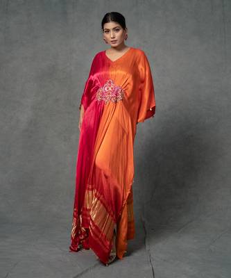 Multicolor Single Piece Hand Embroidered Kaftan Set 1