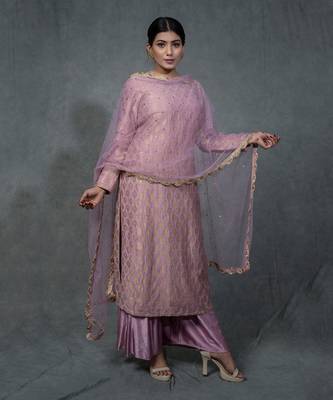 Lilac Hand Embroidered Kurta Set 3