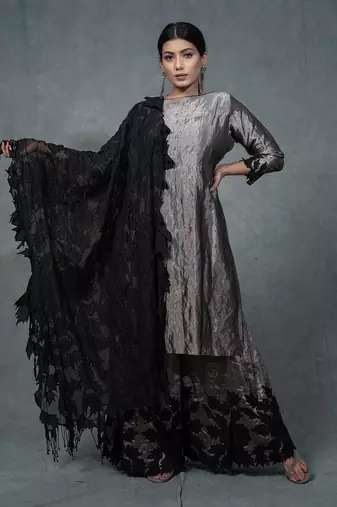 Silver Applique Work Sharara Set
