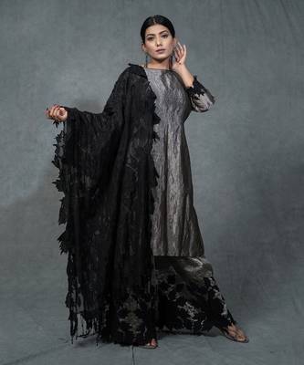 Silver Applique Work Sharara Set 4