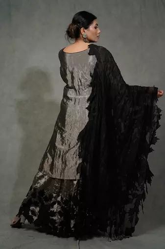 Silver Applique Work Sharara Set