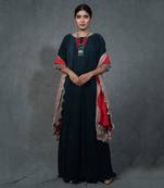 Blue Gown Ruffle Dupatta Set