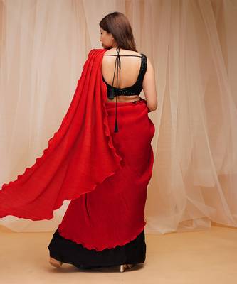CANDY RED REDY TO WEAR SAREE 2