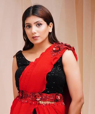 CANDY RED REDY TO WEAR SAREE 4
