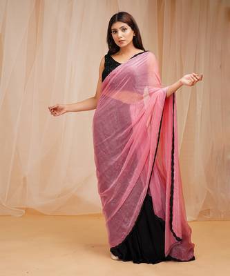ROSE PINK READY TO WEAR SAREE 1