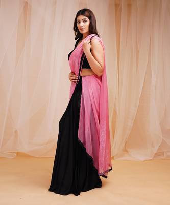 ROSE PINK READY TO WEAR SAREE 3