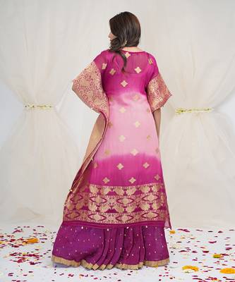 SHADING OF CARNATION AND MAGENTA PINK KAFTAAN 4