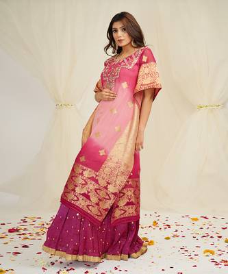 SHADING OF CARNATION AND MAGENTA PINKKAFTAAN 2