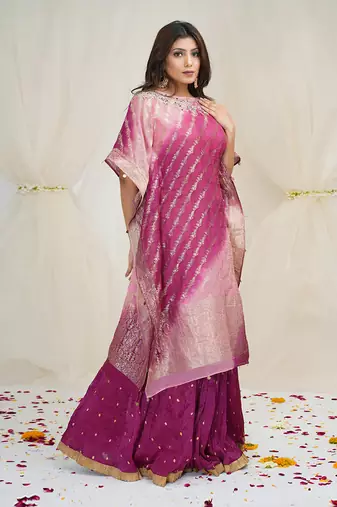 SHADING OF BABY PINK AND MAGENTA PINKKAFTAAN