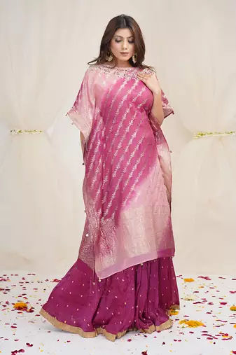 SHADING OF BABY PINK AND MAGENTA PINKKAFTAAN