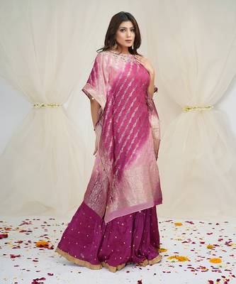 SHADING OF BABY PINK AND MAGENTA PINKKAFTAAN 2
