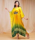 4D DYEING OF BRIGHT YELLOW AND GOLF GRRENKAFTAAN