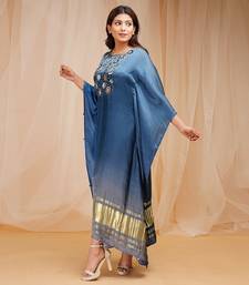 4D DYEING OF SAPPHIRE BLUE AND CORNFLOWER BLUEKAFTAAN