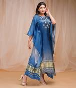 4D DYEING OF SAPPHIRE BLUE AND CORNFLOWER BLUEKAFTAAN