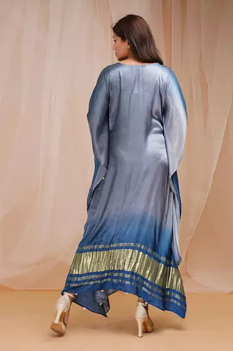 4D DYEING OF SAPPHIRE BLUE AND CORNFLOWER BLUEKAFTAAN