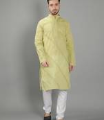 Green embroidered cotton men-kurtas
