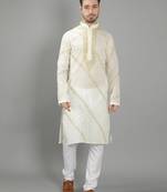 White embroidered cotton men-kurtas
