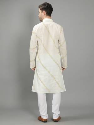 White embroidered cotton men-kurtas 2