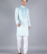 Blue embroidered cotton men-kurtas