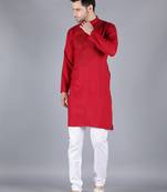 Maroon embroidered cotton men-kurtas