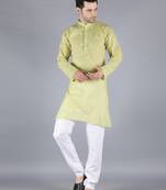Green embroidered cotton men-kurtas