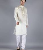 White embroidered cotton men-kurtas